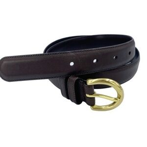 Coach Women's Dark Brown Leather Belt with Gold Buckle